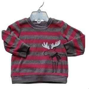 {BOGO FREE} Carter's Red Brown Striped Moose Christmas Sweater Size 6 - 9 months